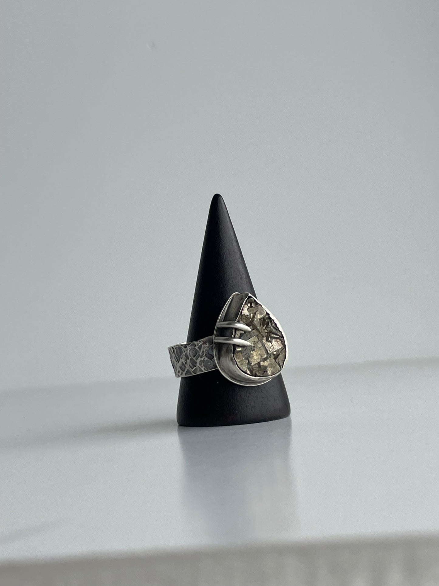 Druzy Pyrite and Sterling Ring - US 10