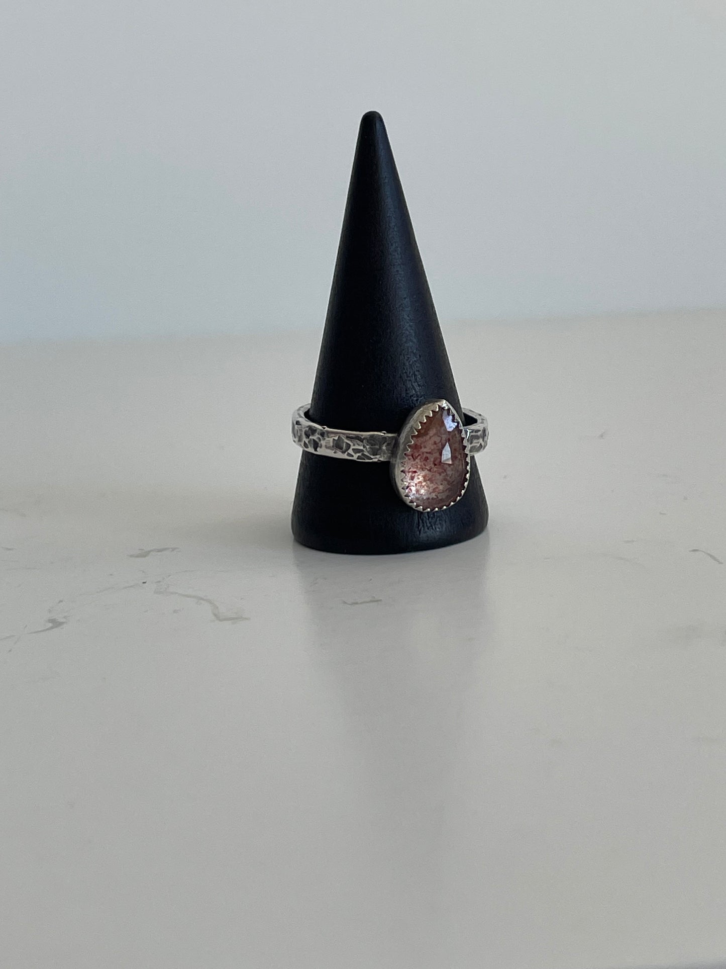 Strawberry Quartz and Sterling Ring - US 10.75