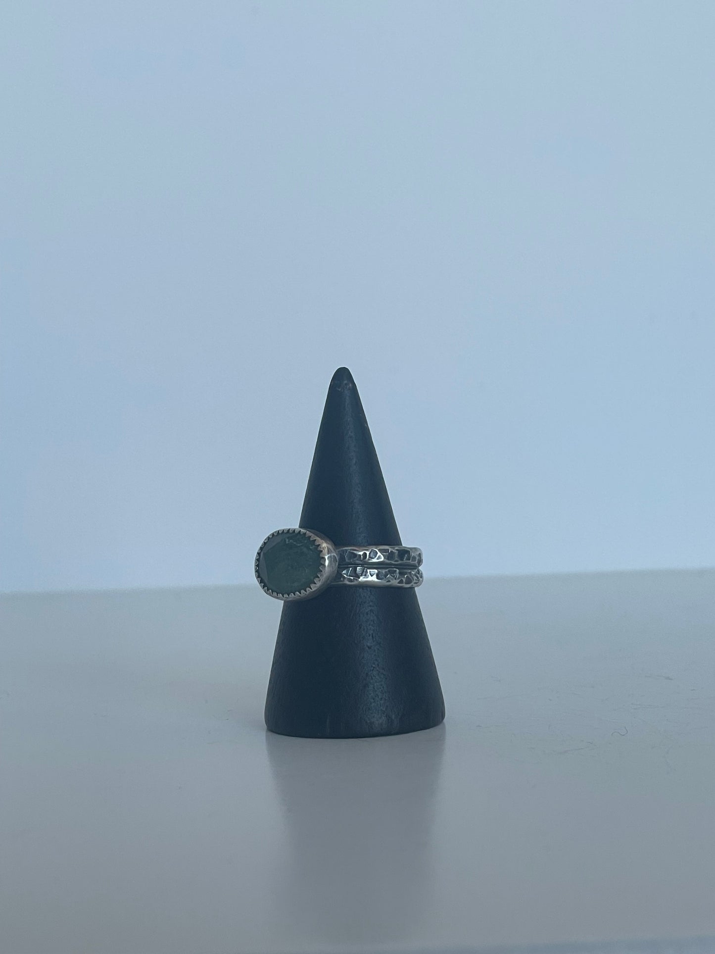 Moss Agate and Sterling Ring - US 6.5