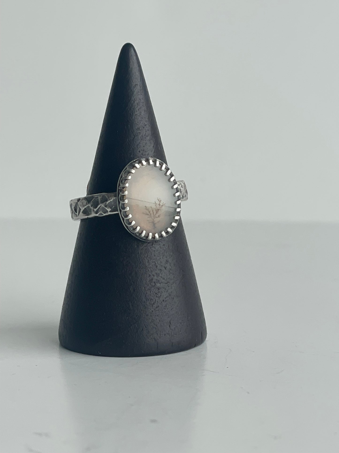 Dendritic Agate and Sterling Ring - US 5.5