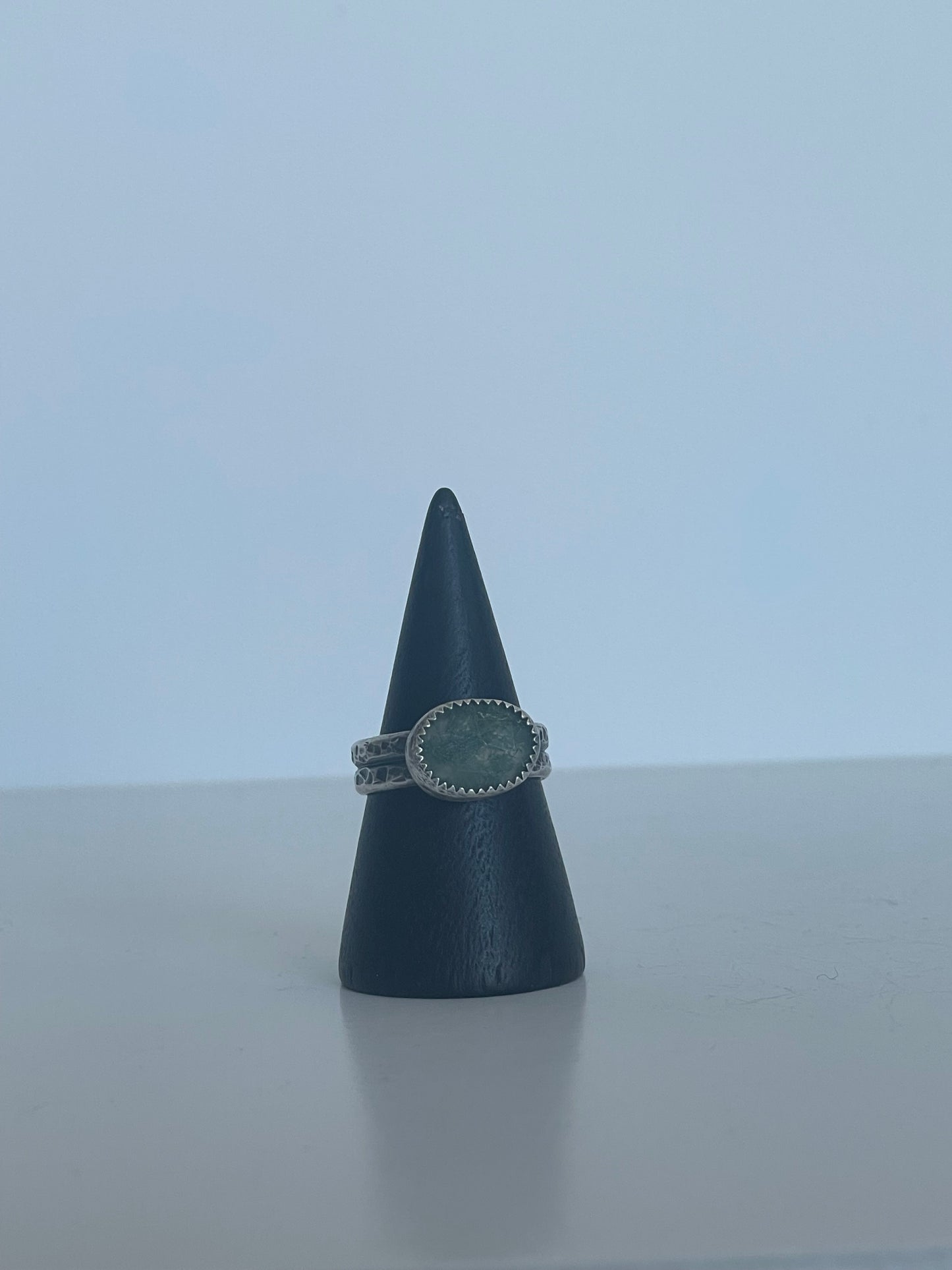 Moss Agate and Sterling Ring - US 6.5