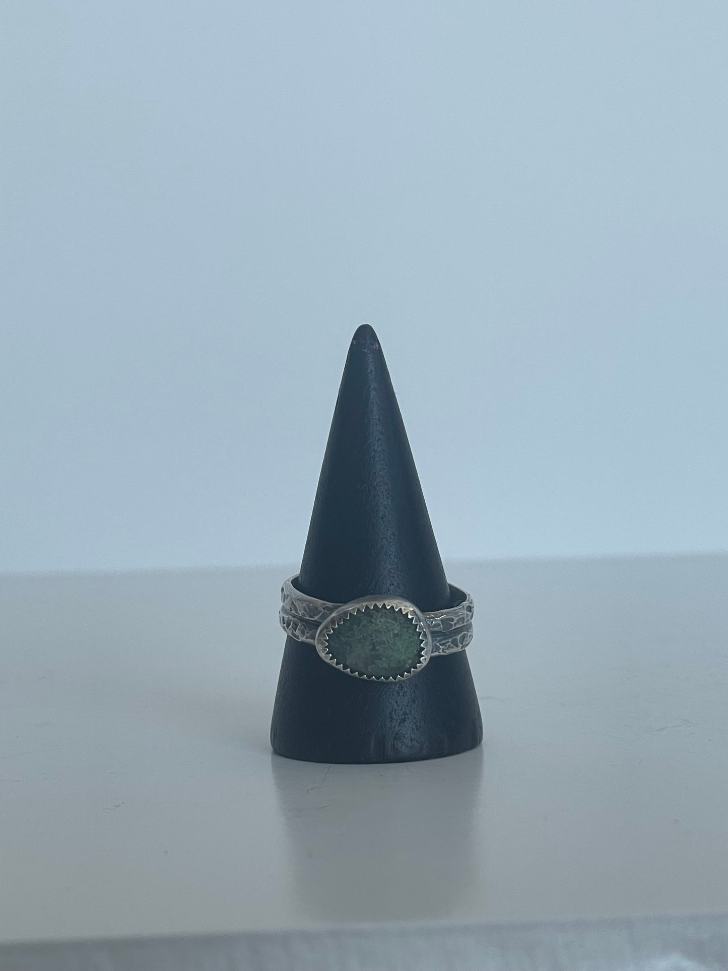 Moss Agate and Sterling Ring - US 10
