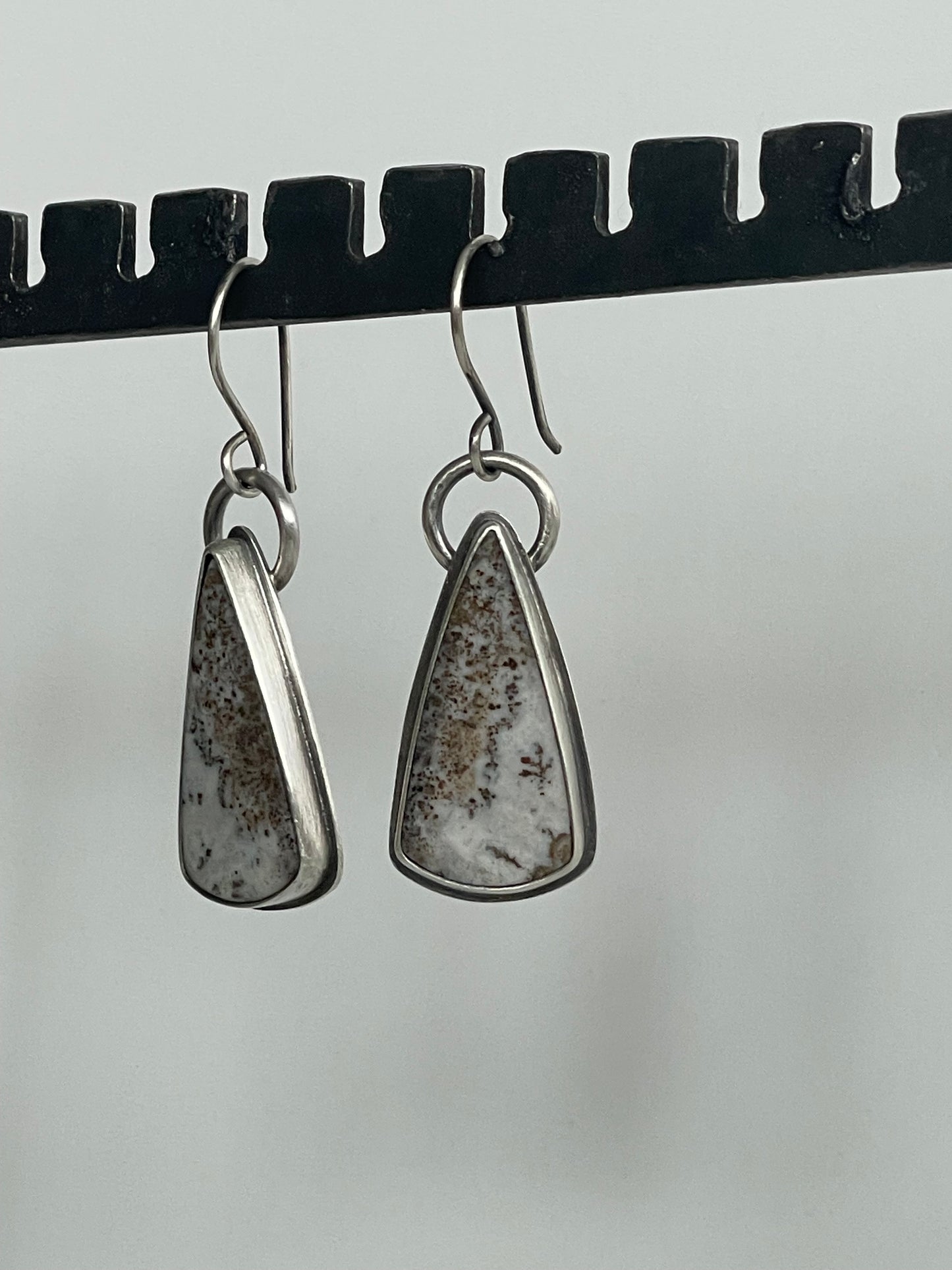 Dendritic Opal and Sterling Dangles