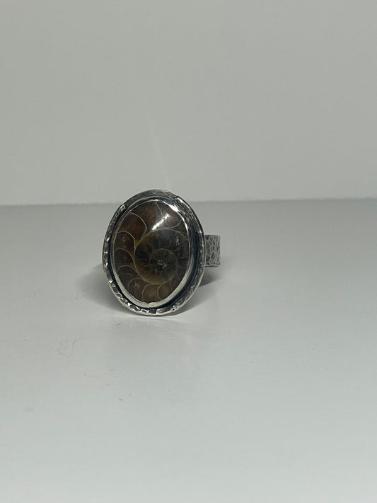 Ammonite and Sterling Ring - US 11
