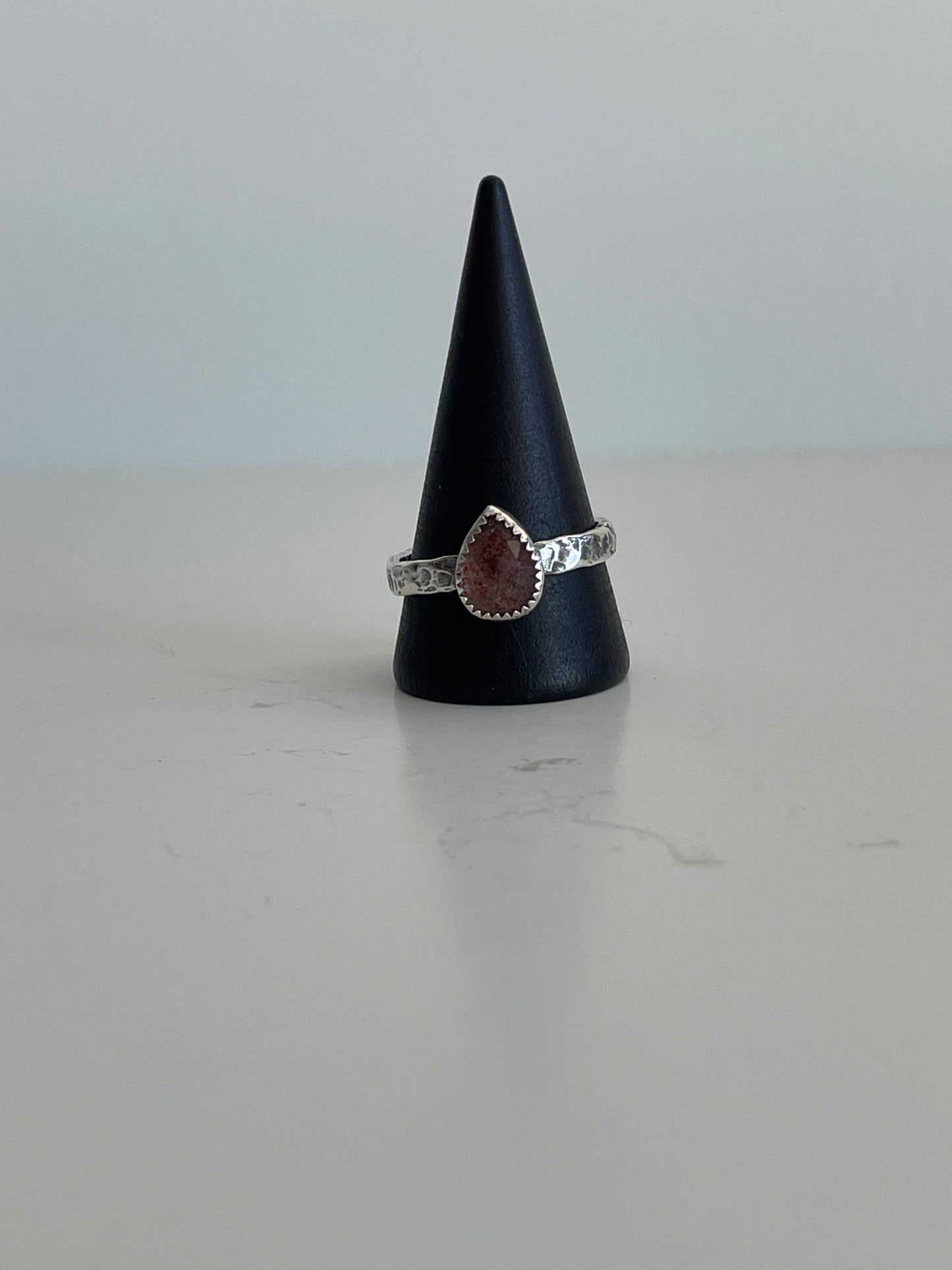 Strawberry Quartz and Sterling Ring - US 10.5