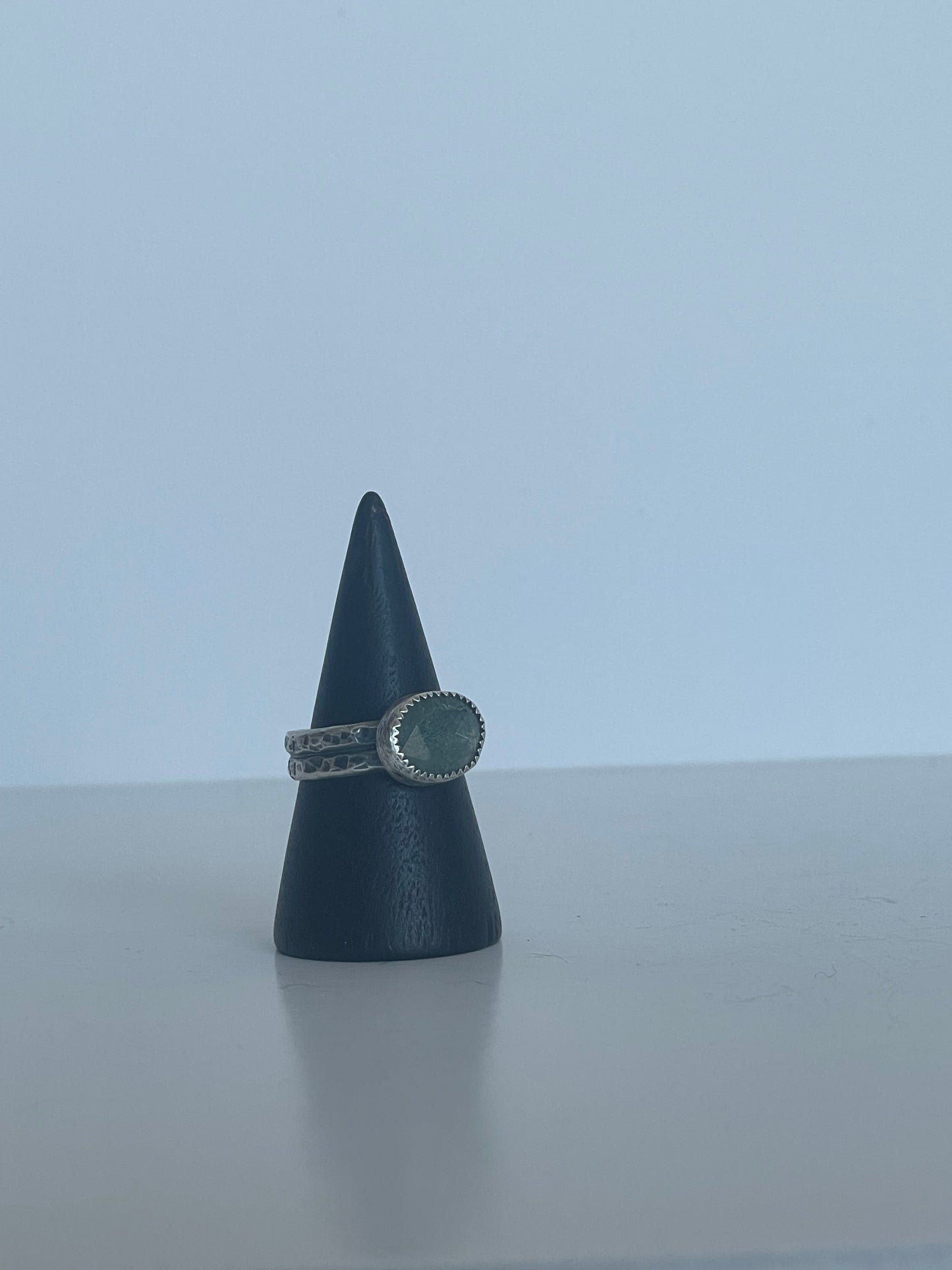 Moss Agate and Sterling Ring - US 6.5