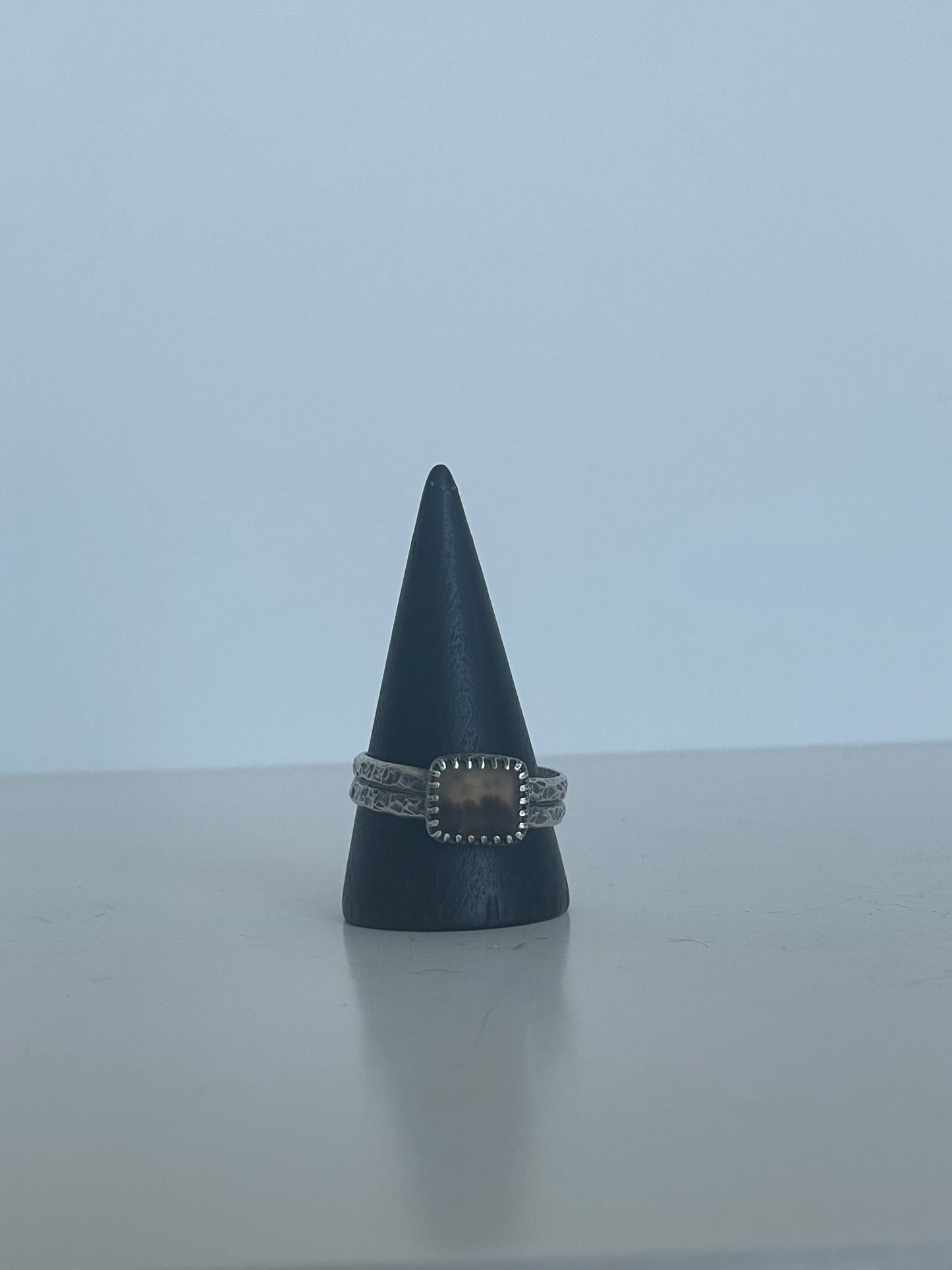 Dendritic Agate and Sterling Ring - US 11