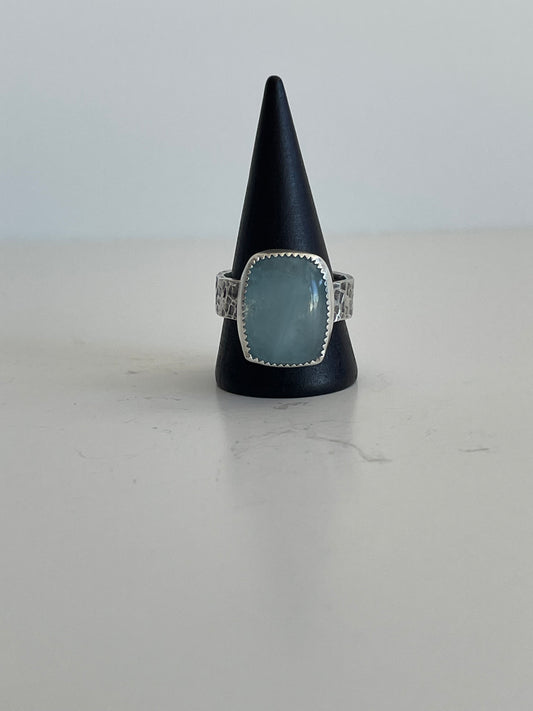 Aquamarine and Sterling Ring - US 10