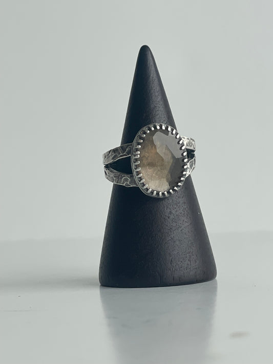 Smoky Quartz and Sterling Ring - US 4.5