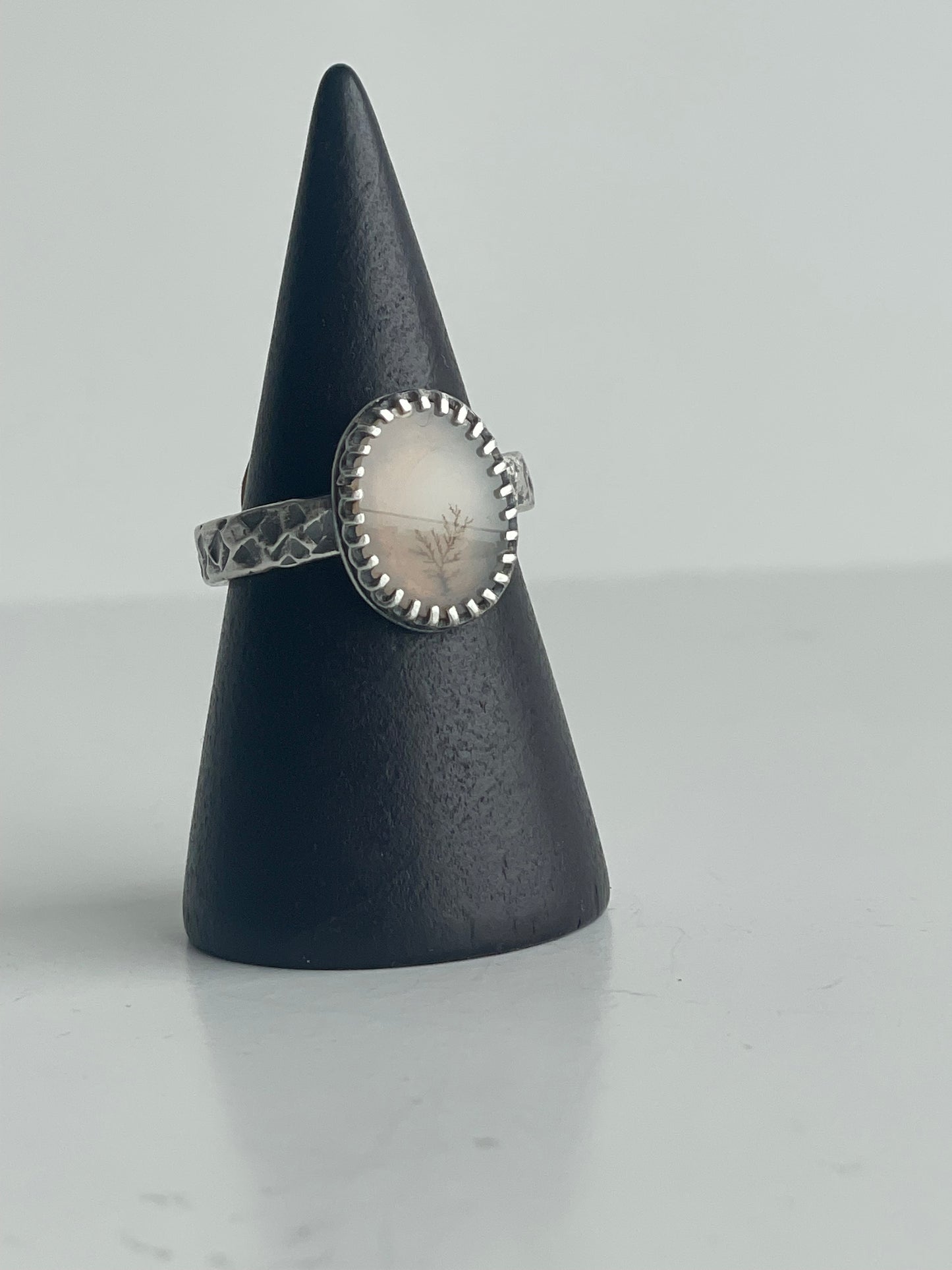 Dendritic Agate and Sterling Ring - US 5.5