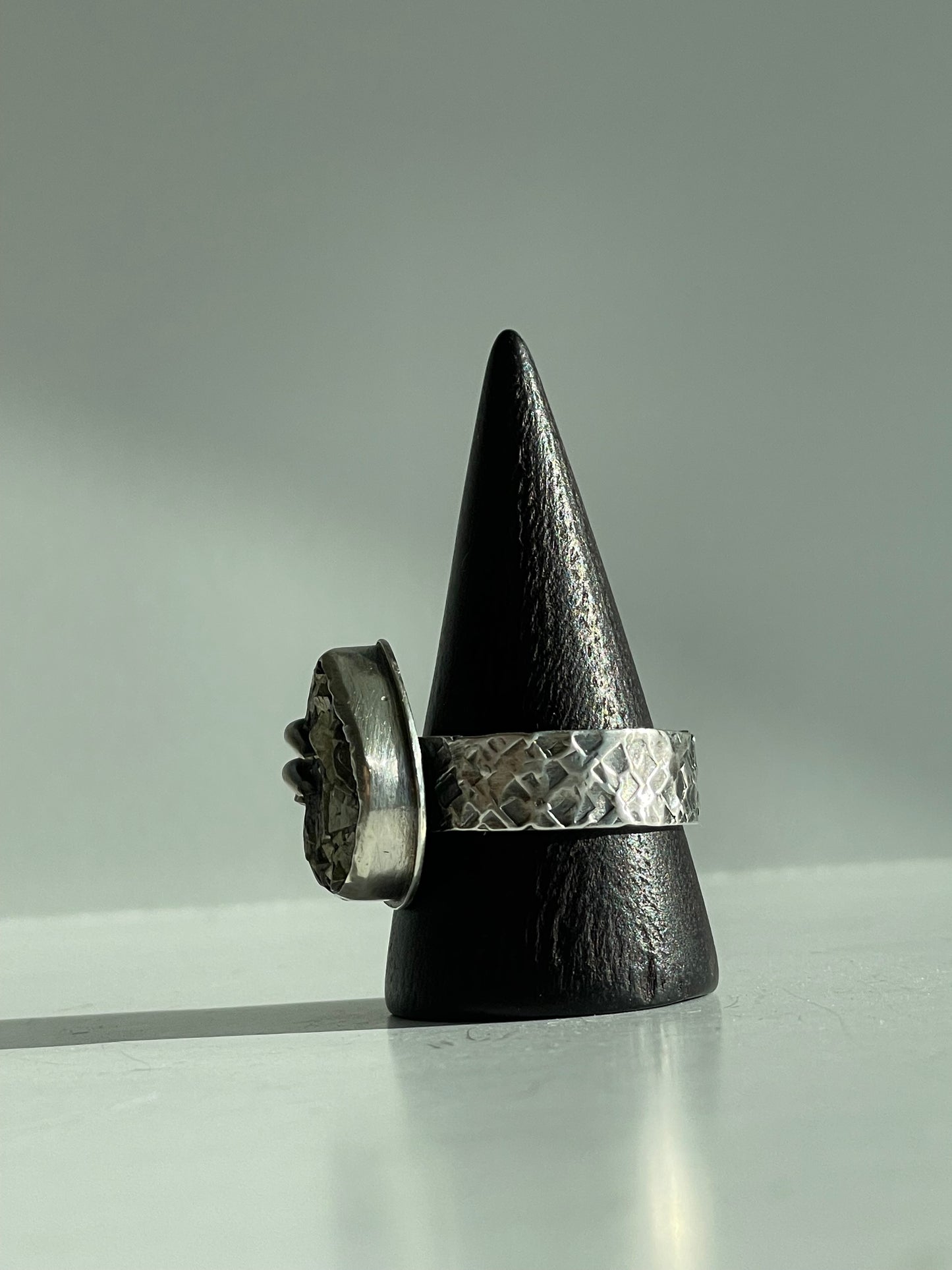 Druzy Pyrite and Sterling Ring - US 10