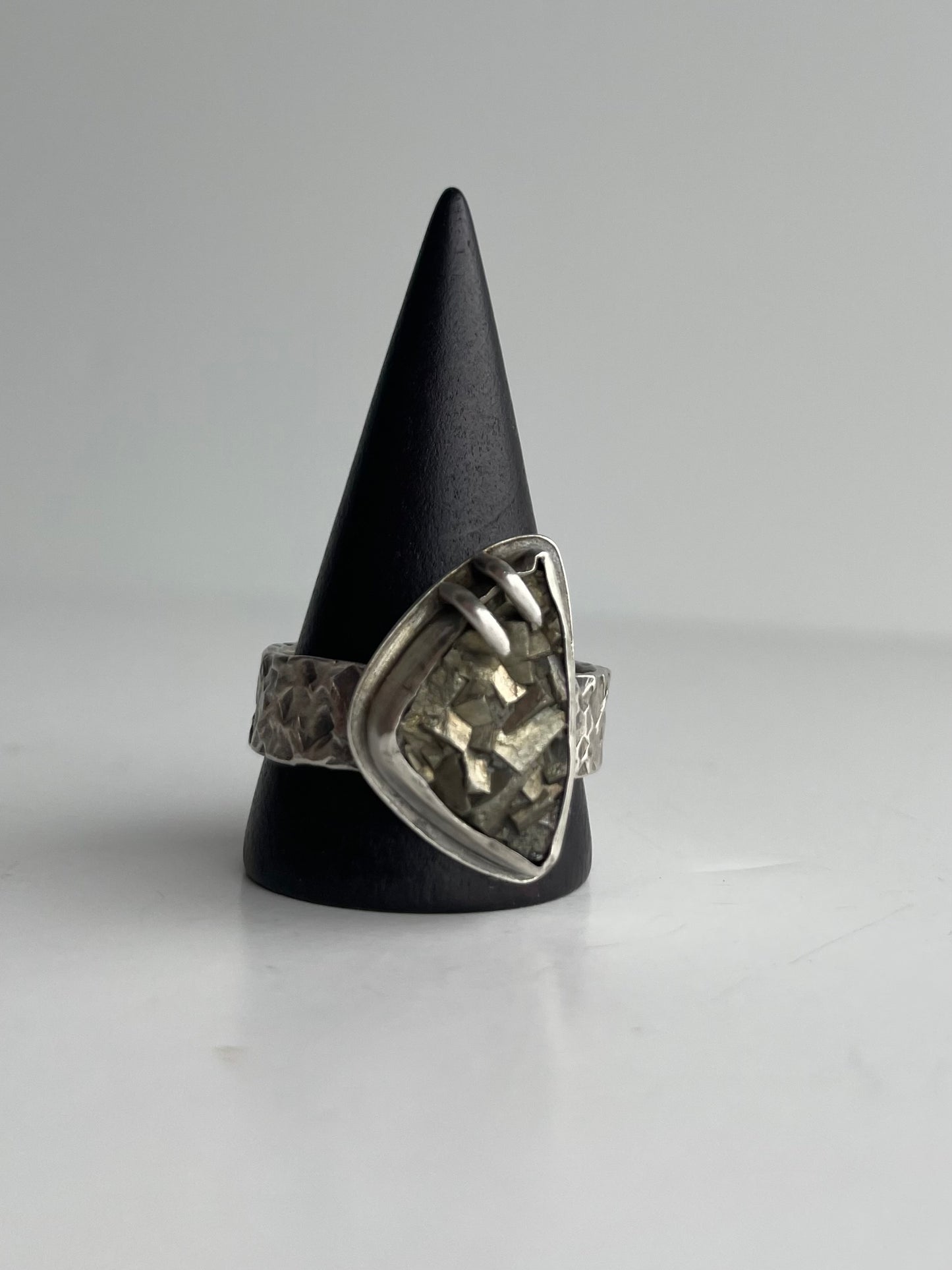 Druzy Pyrite and Sterling Ring - US 12