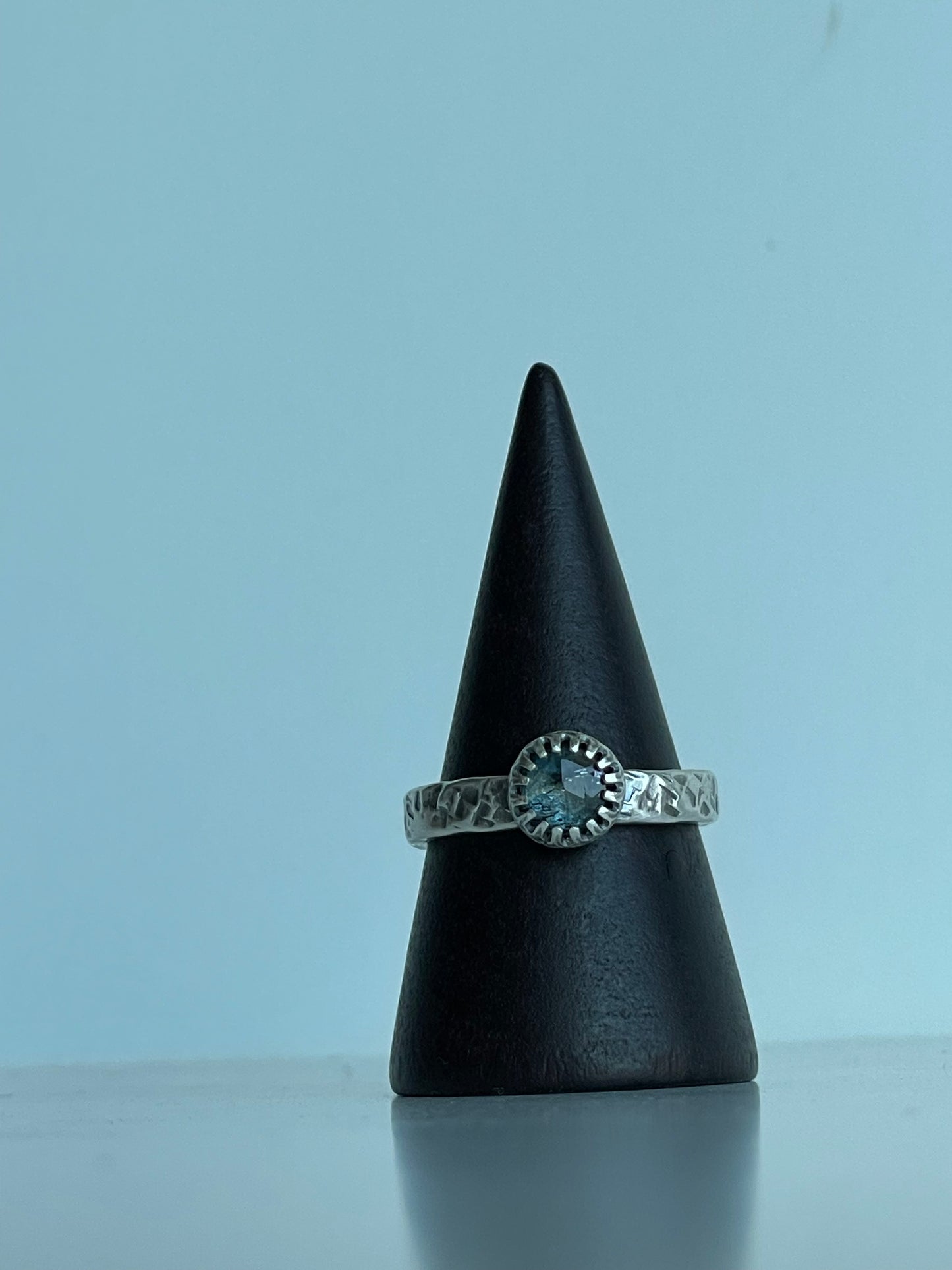 Moss Kyanite and Sterling Ring - US 7.25