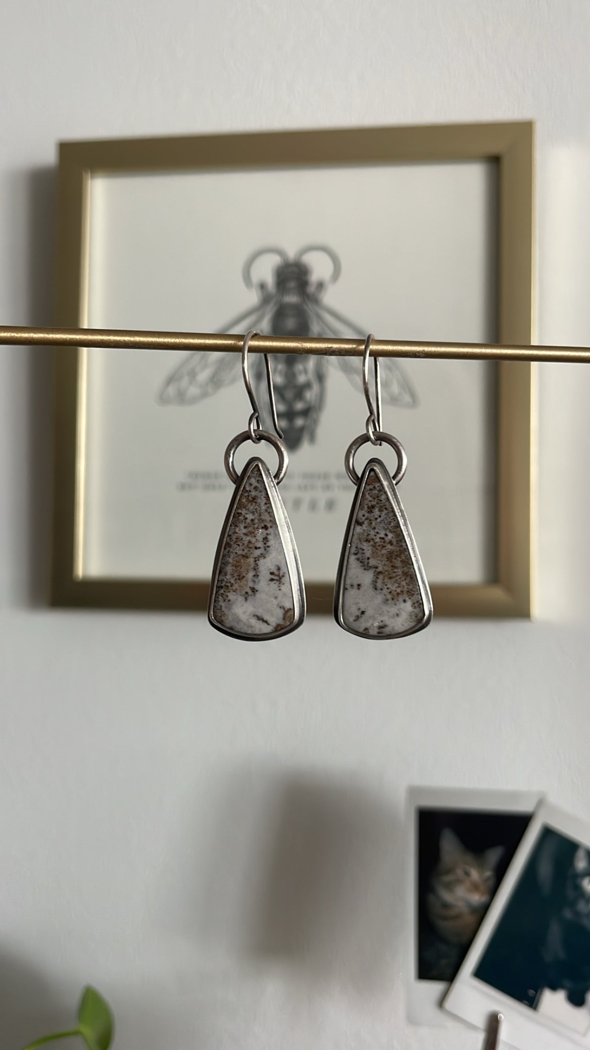 Dendritic Opal and Sterling Dangles
