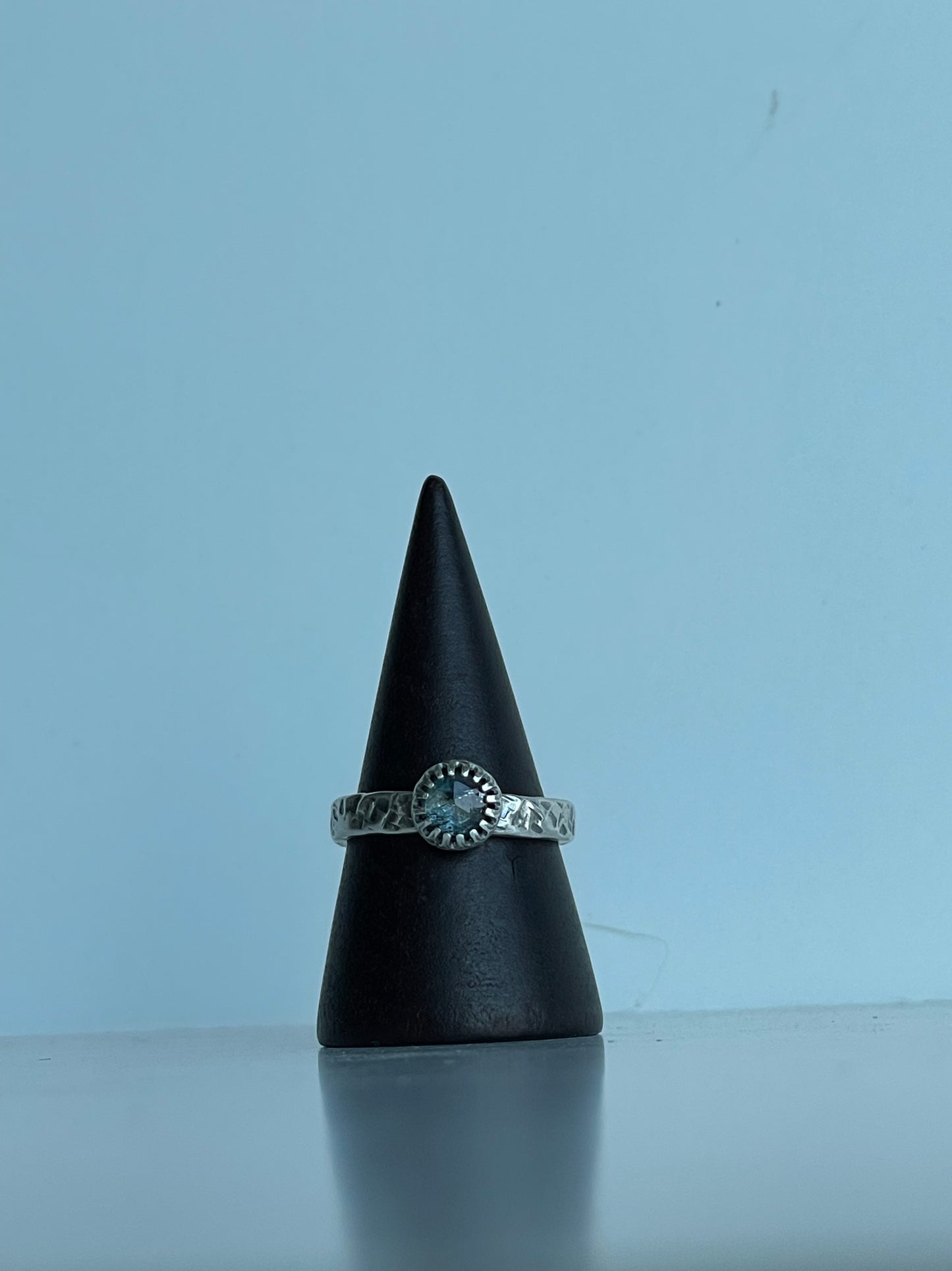 Moss Kyanite and Sterling Ring - US 7.25