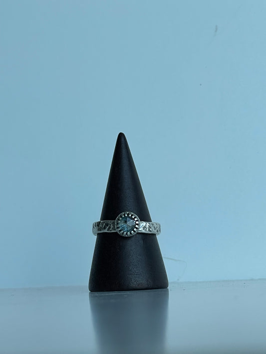 Moss Kyanite and Sterling Ring - US 7.25