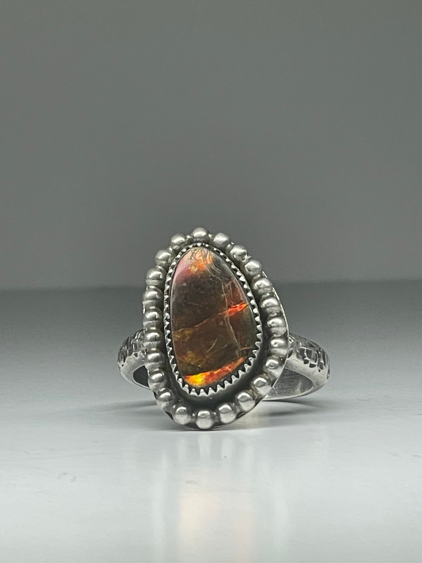 Ammolite and Sterling Ring - US 11