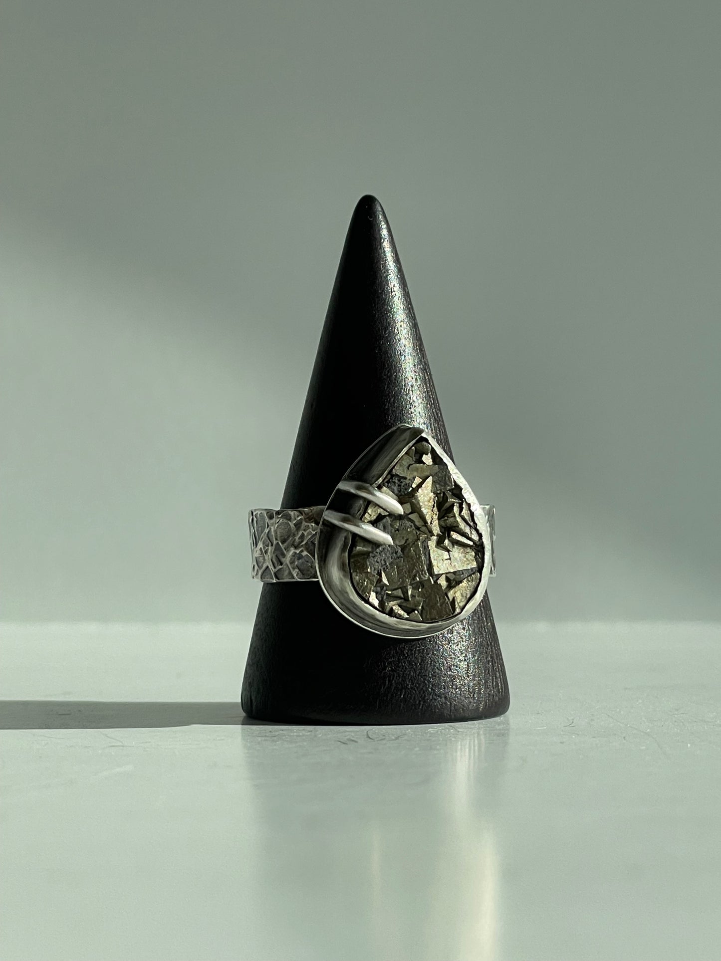 Druzy Pyrite and Sterling Ring - US 10