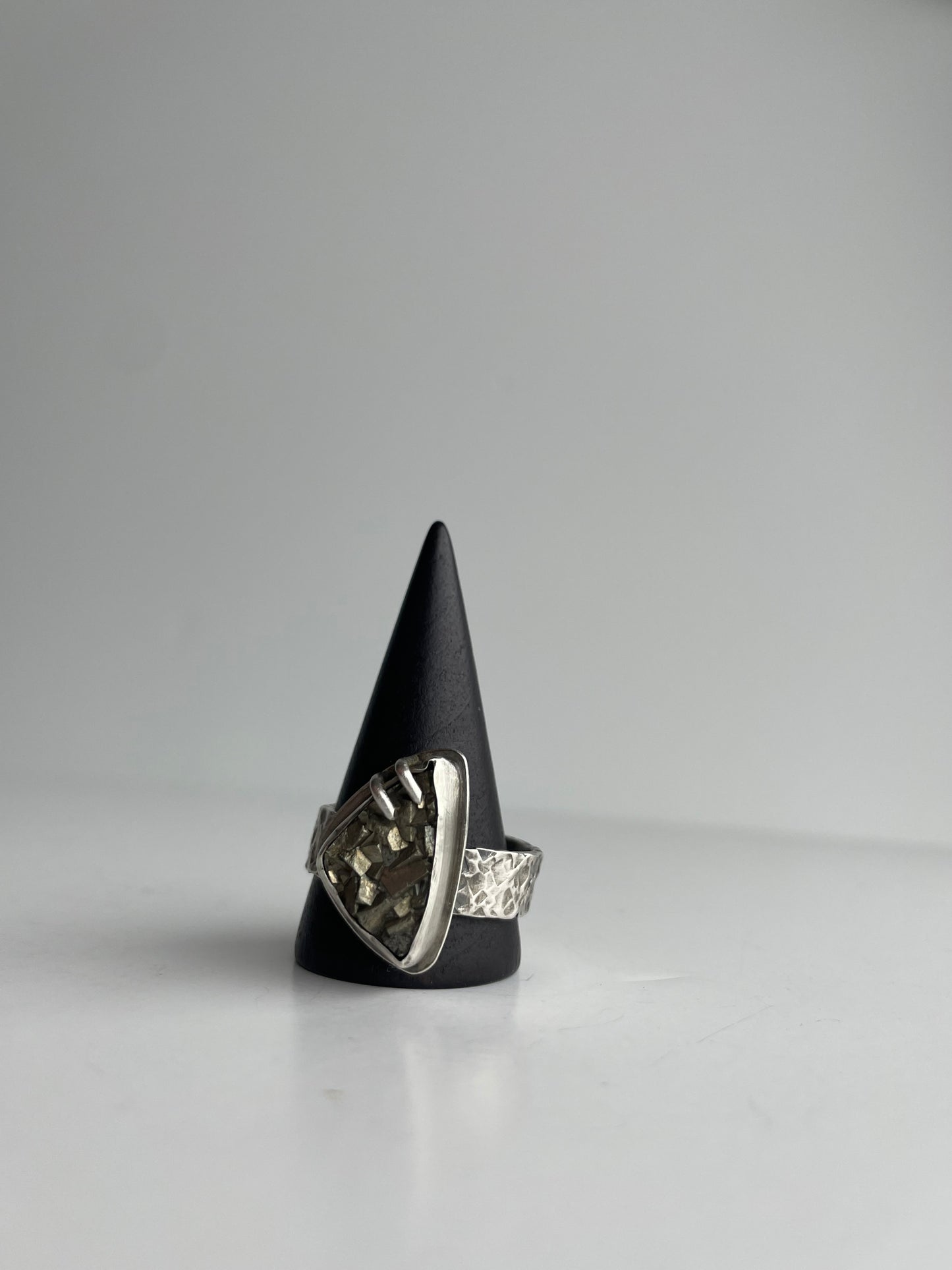 Druzy Pyrite and Sterling Ring - US 12