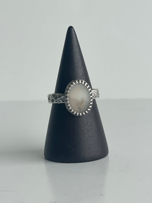 Dendritic Agate and Sterling Ring - US 5.5