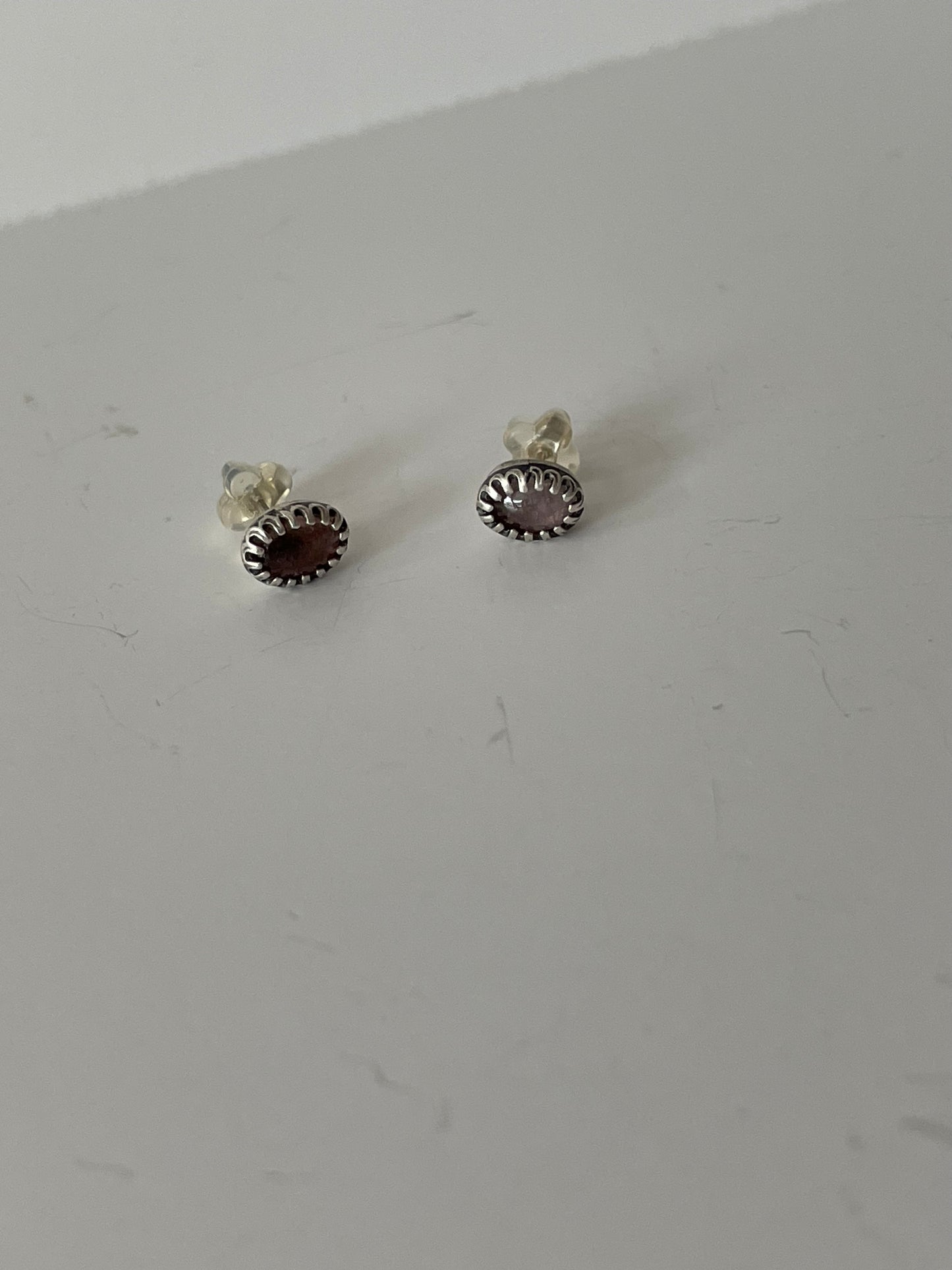 Pink Tourmaline and Sterling Studs