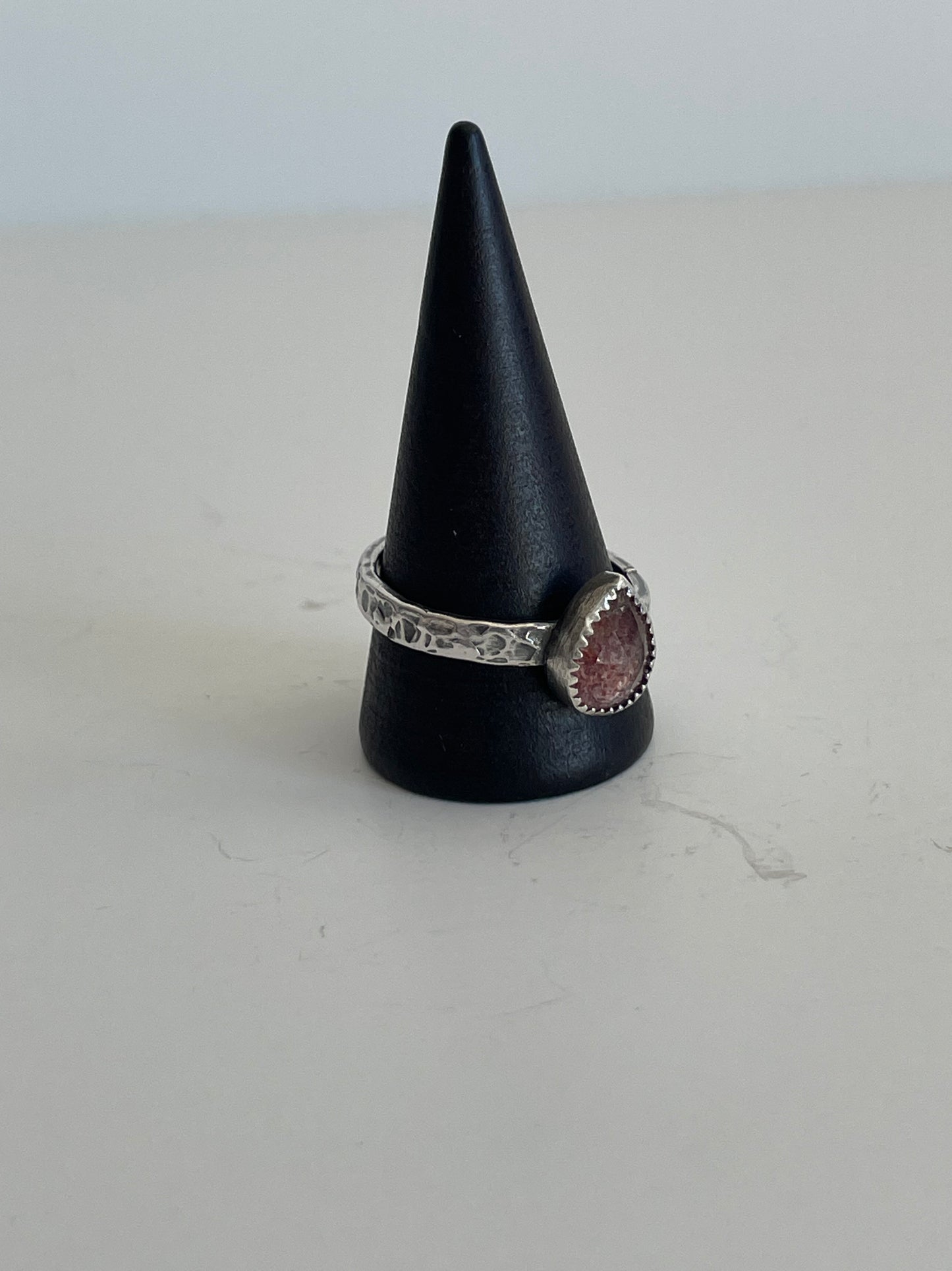 Strawberry Quartz and Sterling Ring - US 10.5