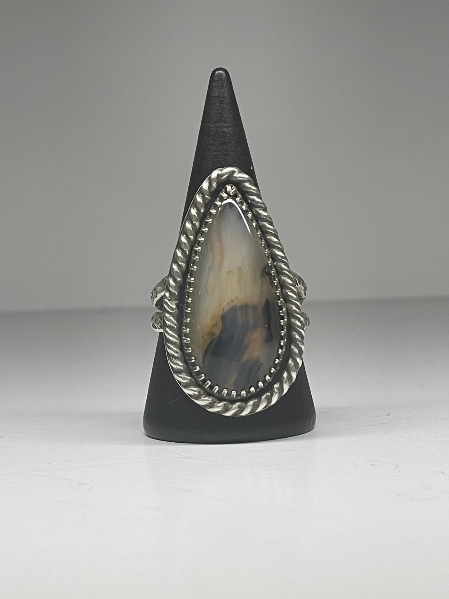 Montana Agate and Sterling Ring - US 9