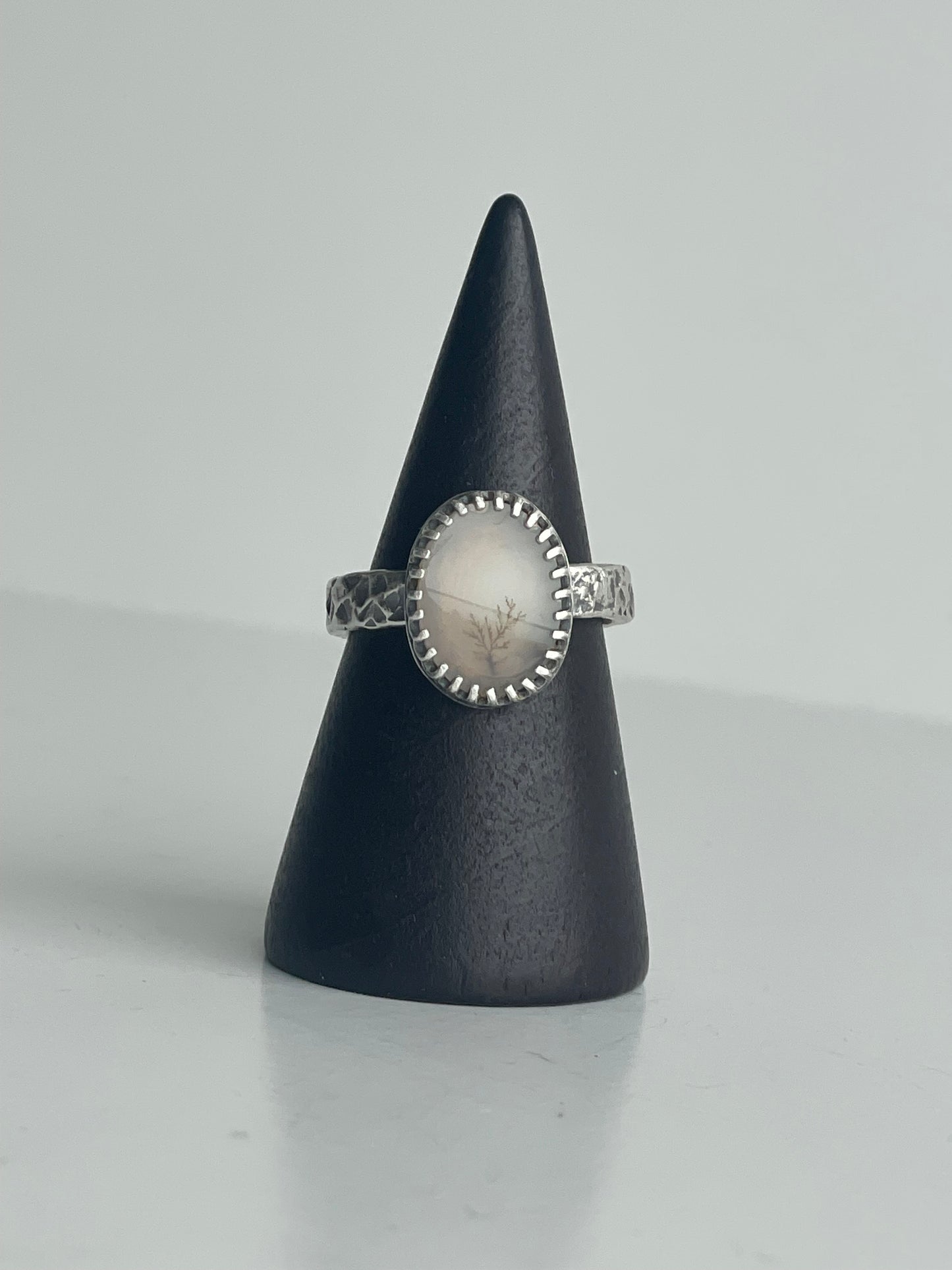 Dendritic Agate and Sterling Ring - US 5.5