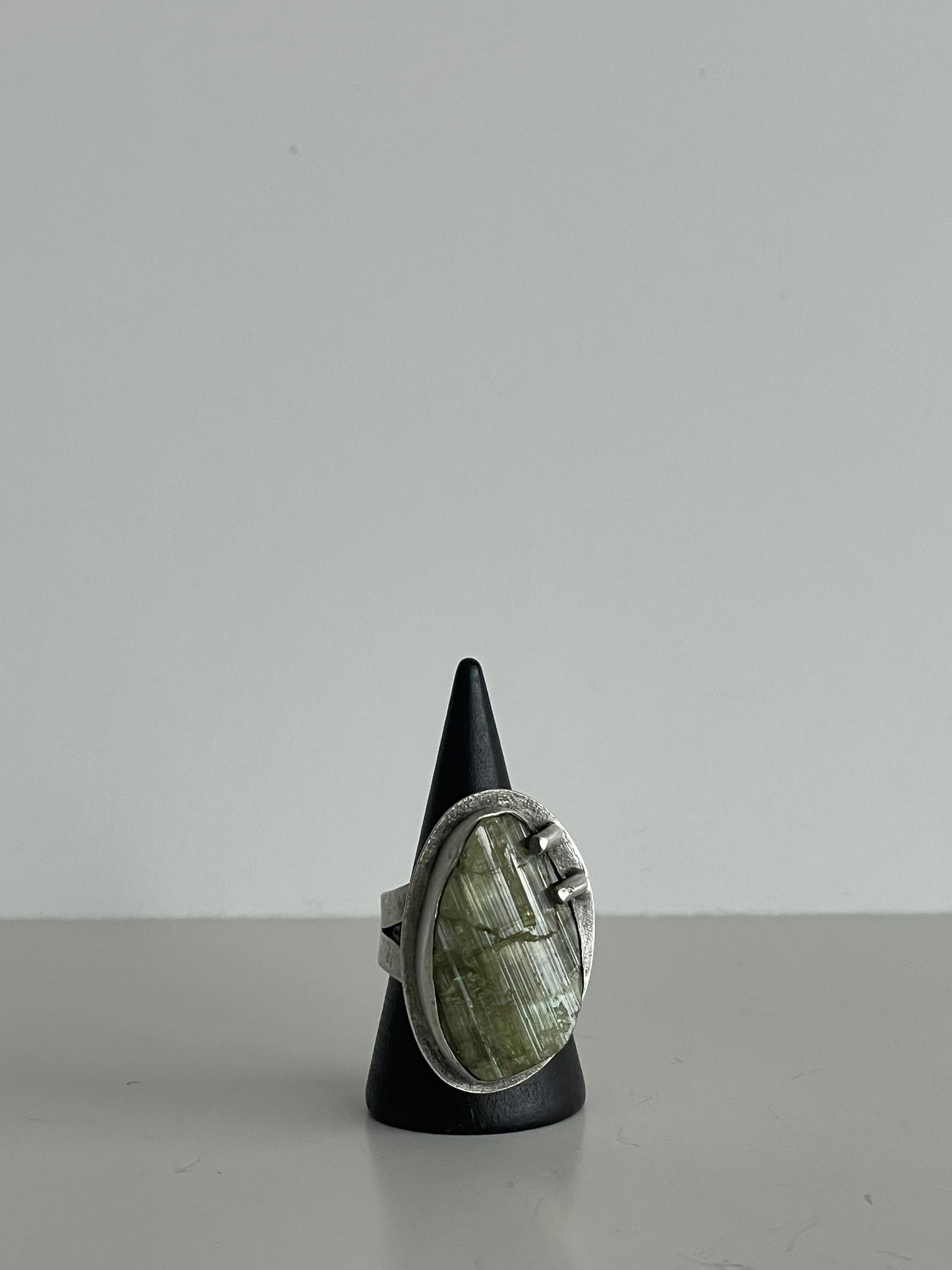 Green Tourmaline and Sterling Ring - US 8.5