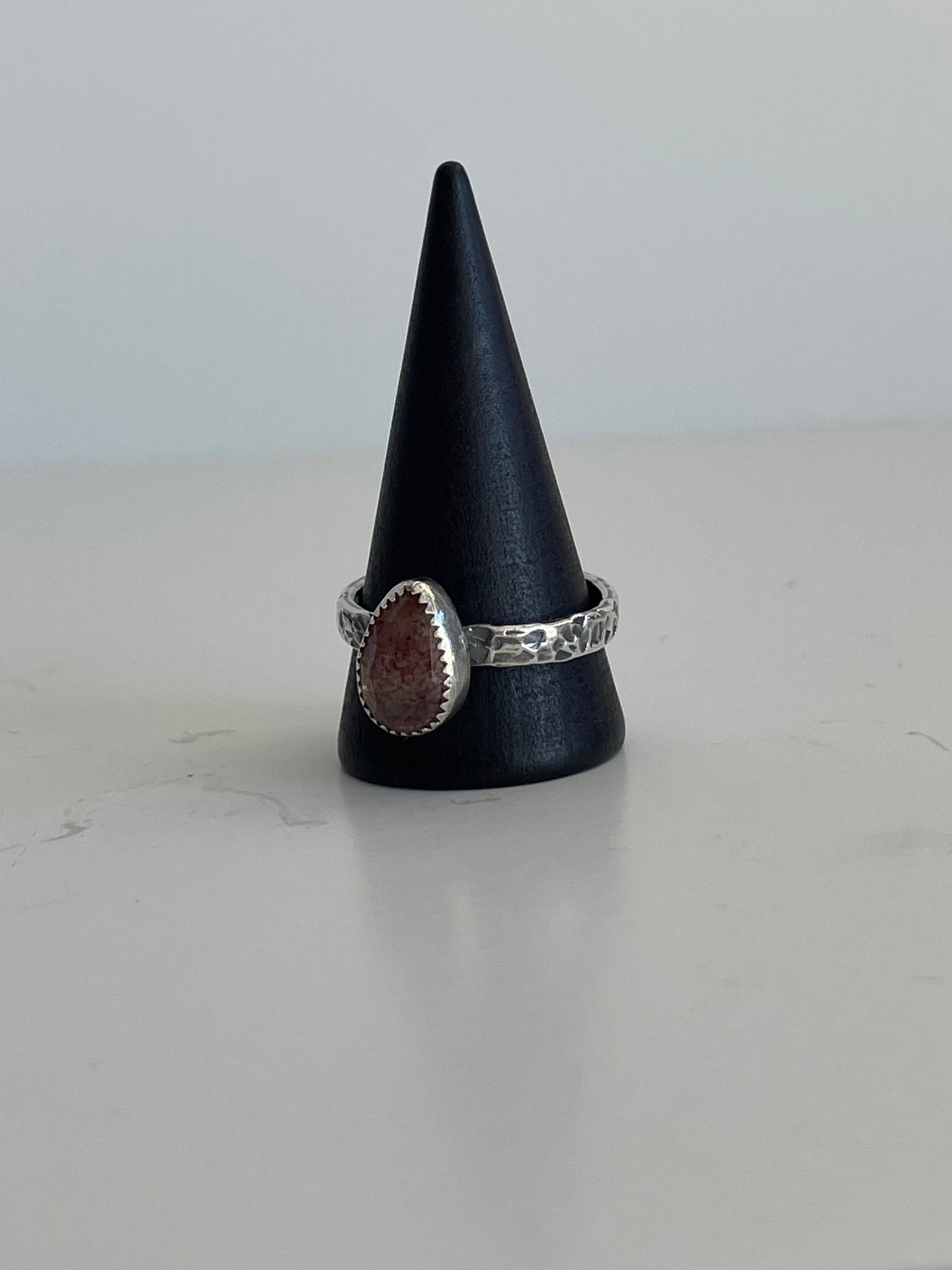 Strawberry Quartz and Sterling Ring - US 10.75