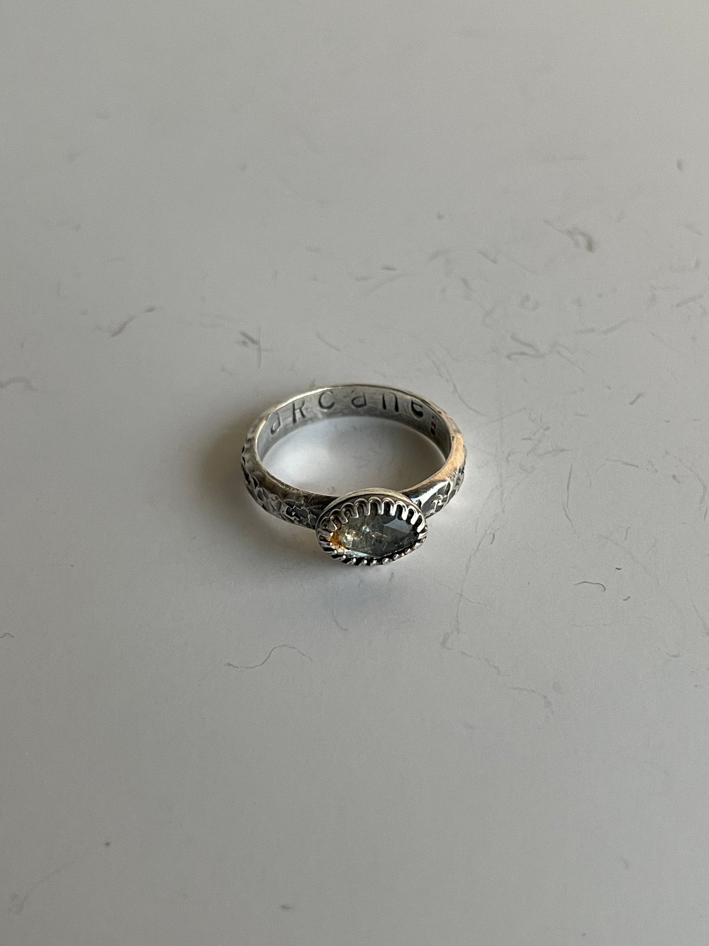 Moss Aquamarine and Sterling Ring - US 10