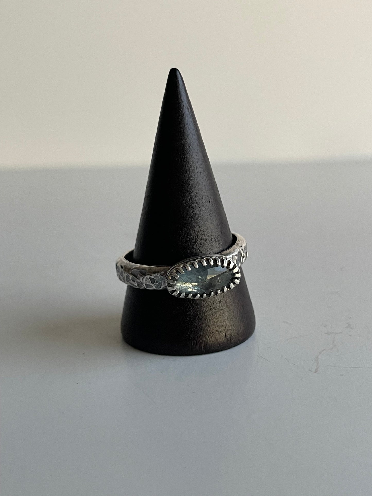 Moss Aquamarine and Sterling Ring - US 11