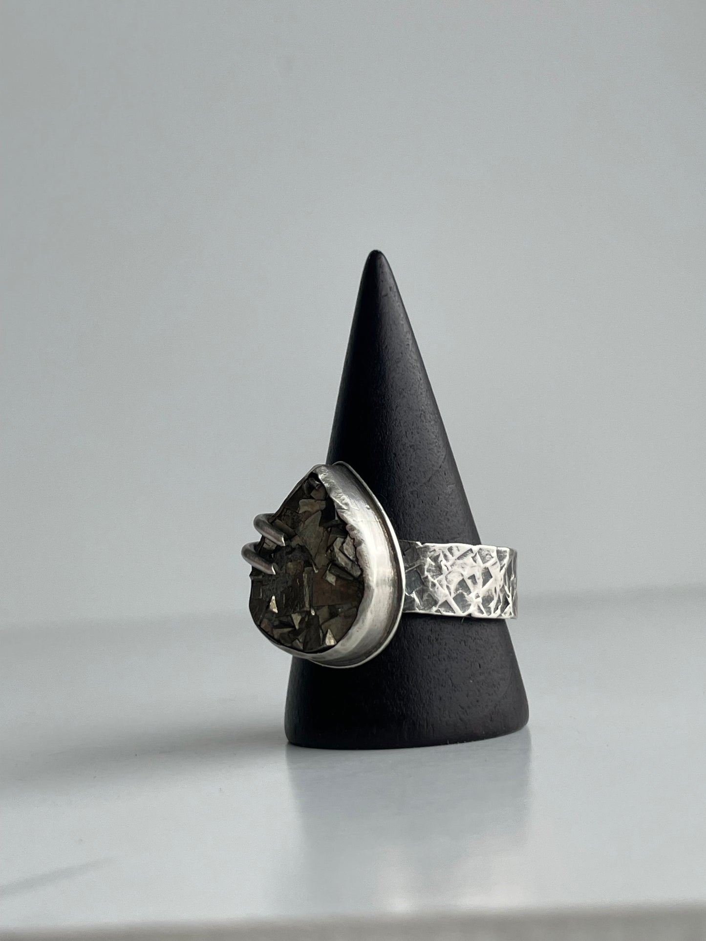 Druzy Pyrite and Sterling Ring - US 10