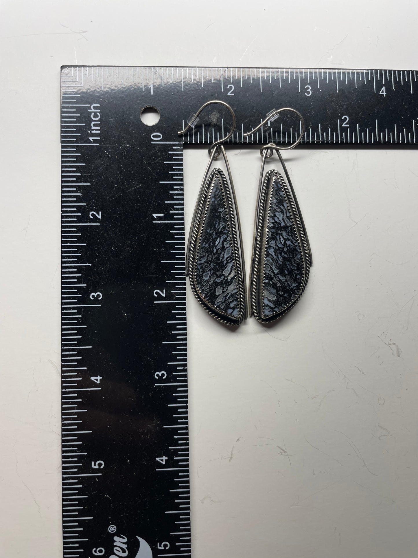 Agatized Dinosaur Bone and Sterling Earrings