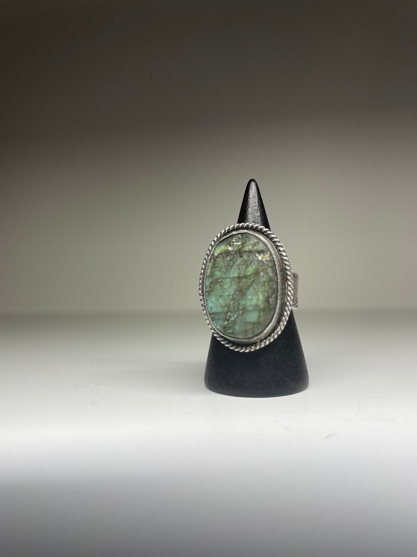 Raw Labradorite and Sterling Ring - US 7