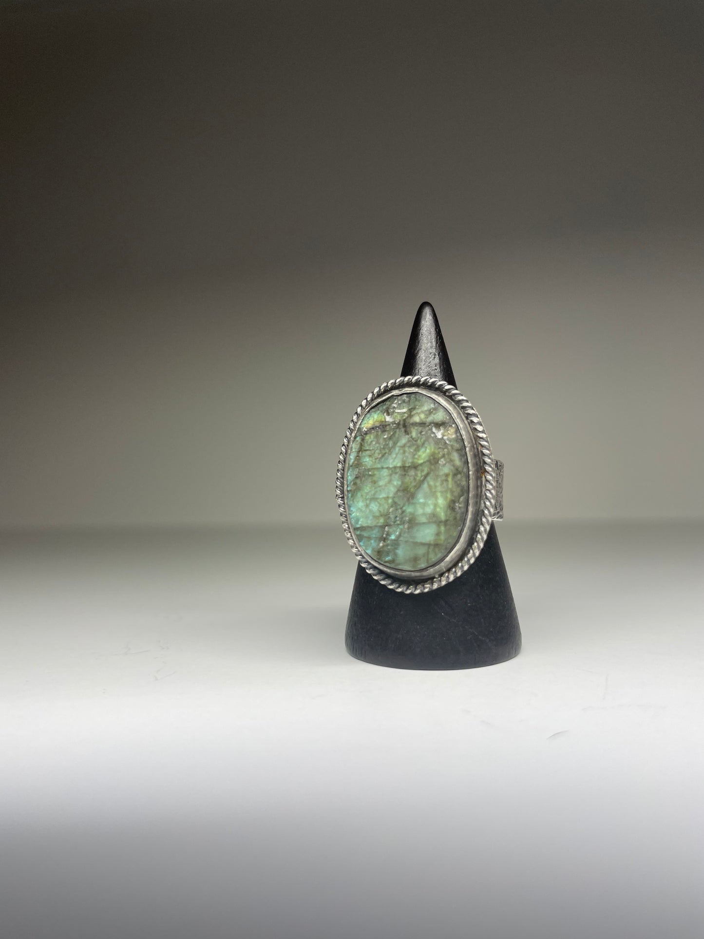 Raw Labradorite and Sterling Ring - US 7
