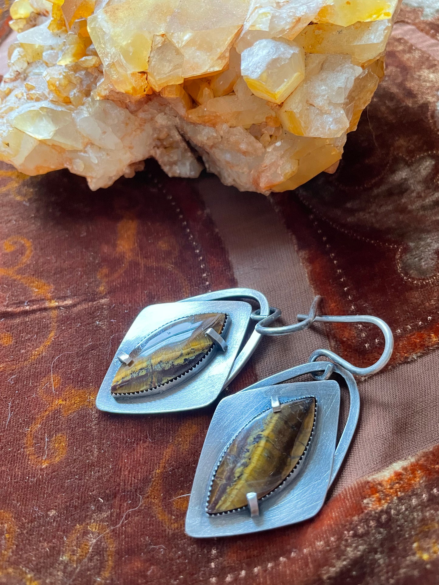 Tigers Eye and Sterling Ear Weights