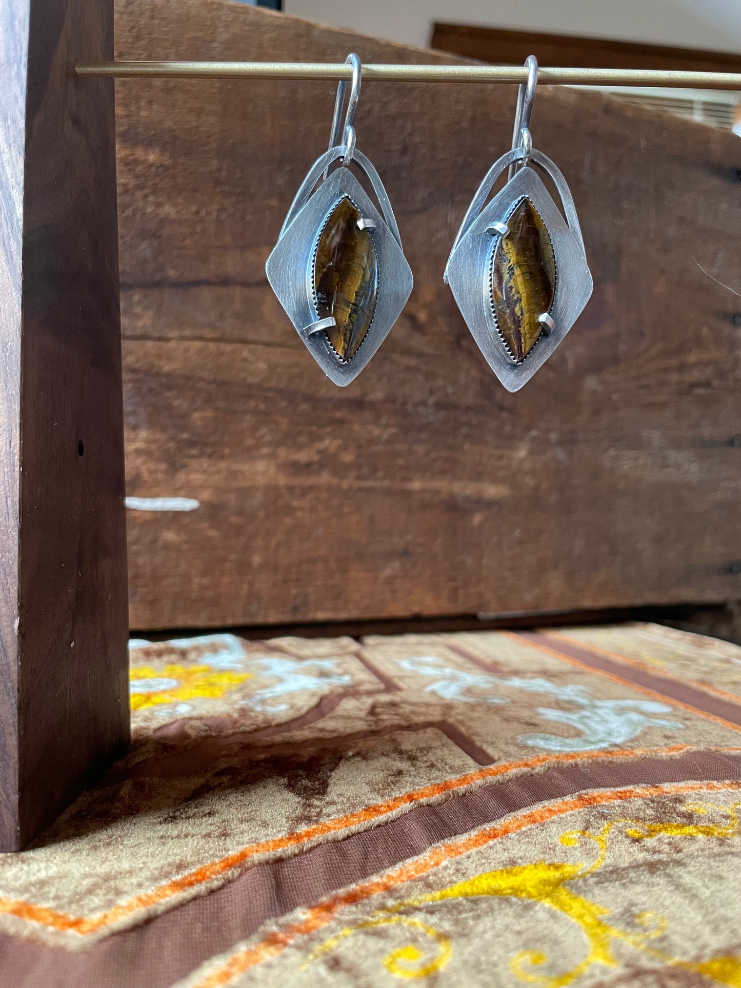 Tigers Eye and Sterling Ear Weights