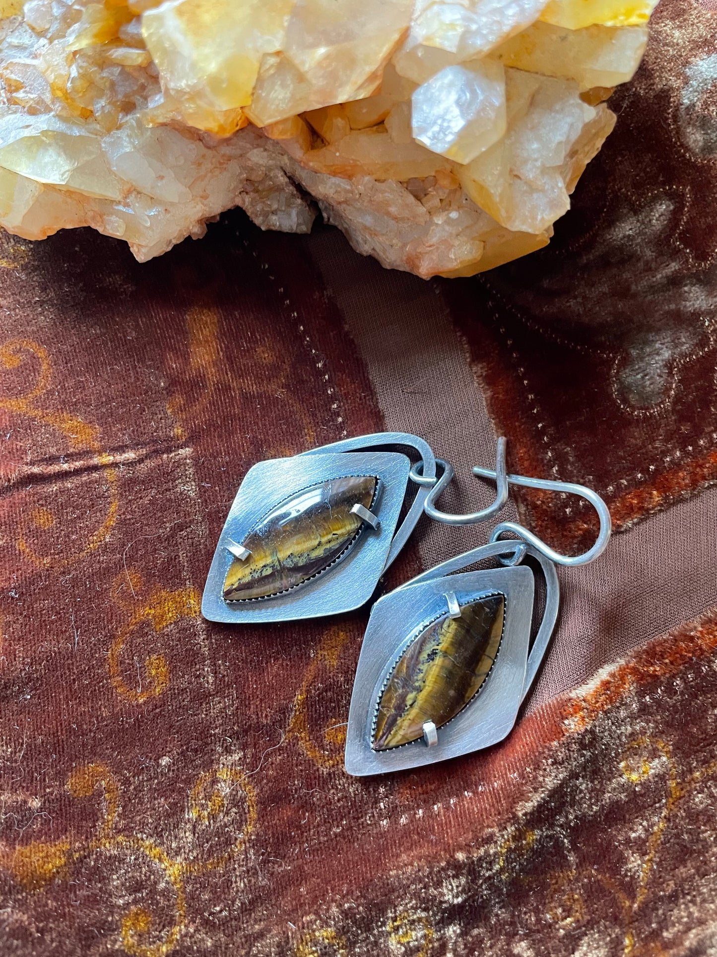 Tigers Eye and Sterling Ear Weights
