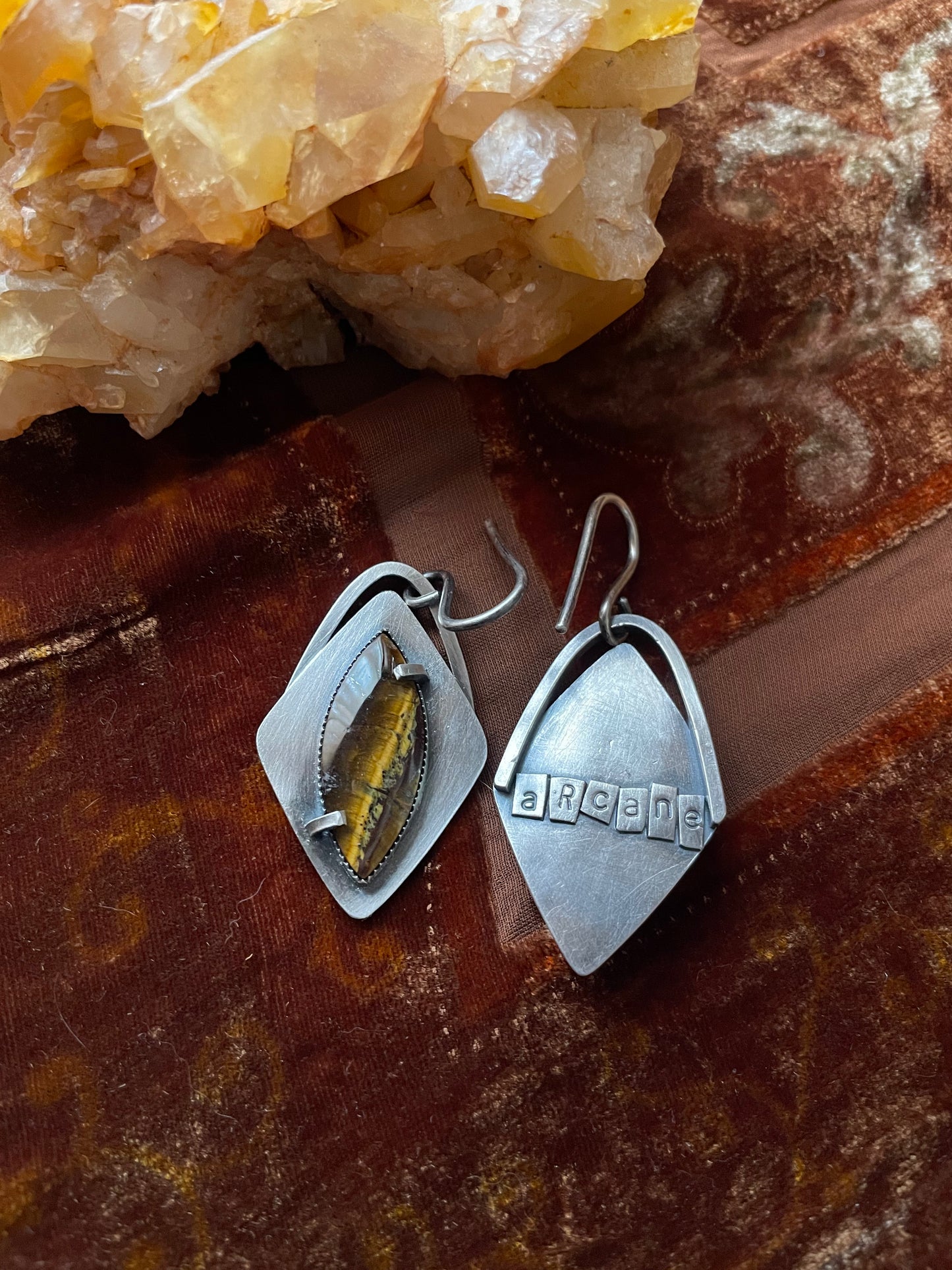 Tigers Eye and Sterling Ear Weights