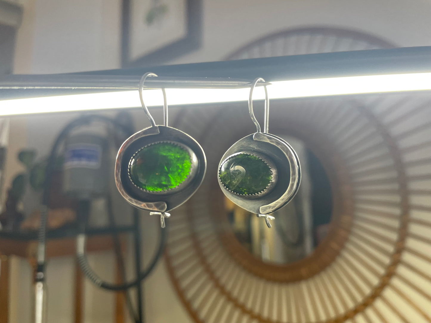 Chrome Diopside and Sterling Dangles