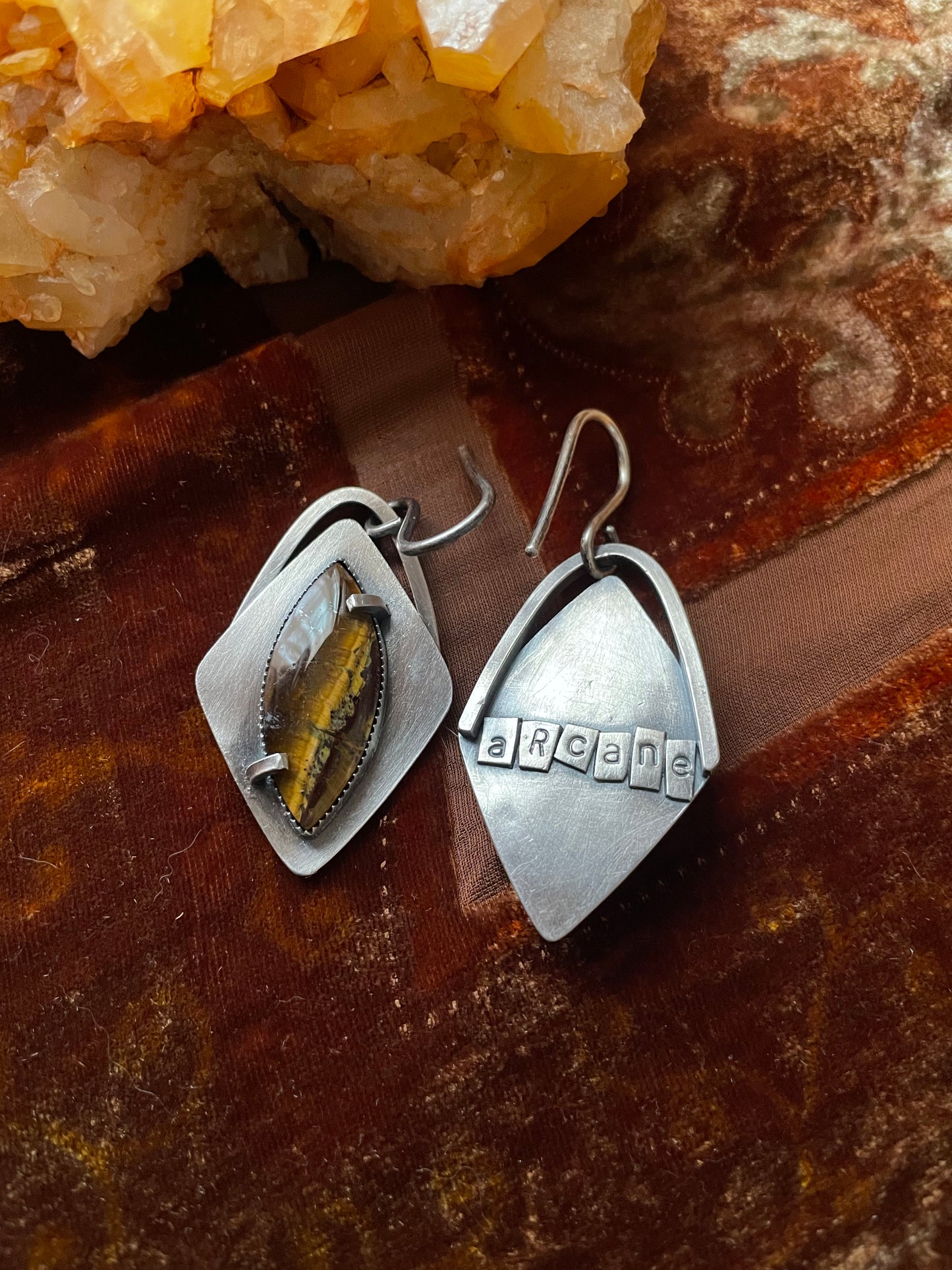 Tigers Eye and Sterling Ear Weights