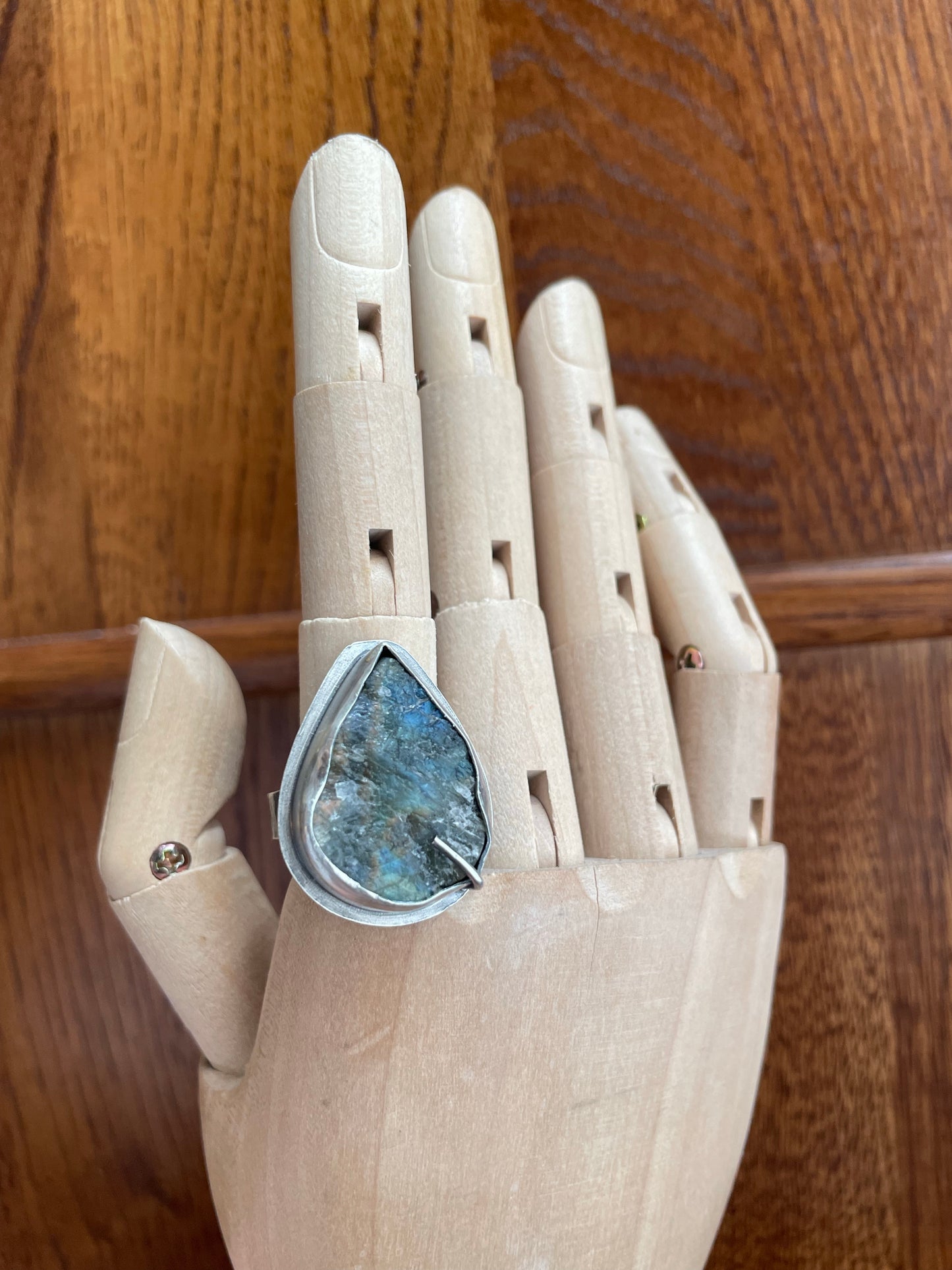 Raw Labradorite and Sterling Ring - US 7
