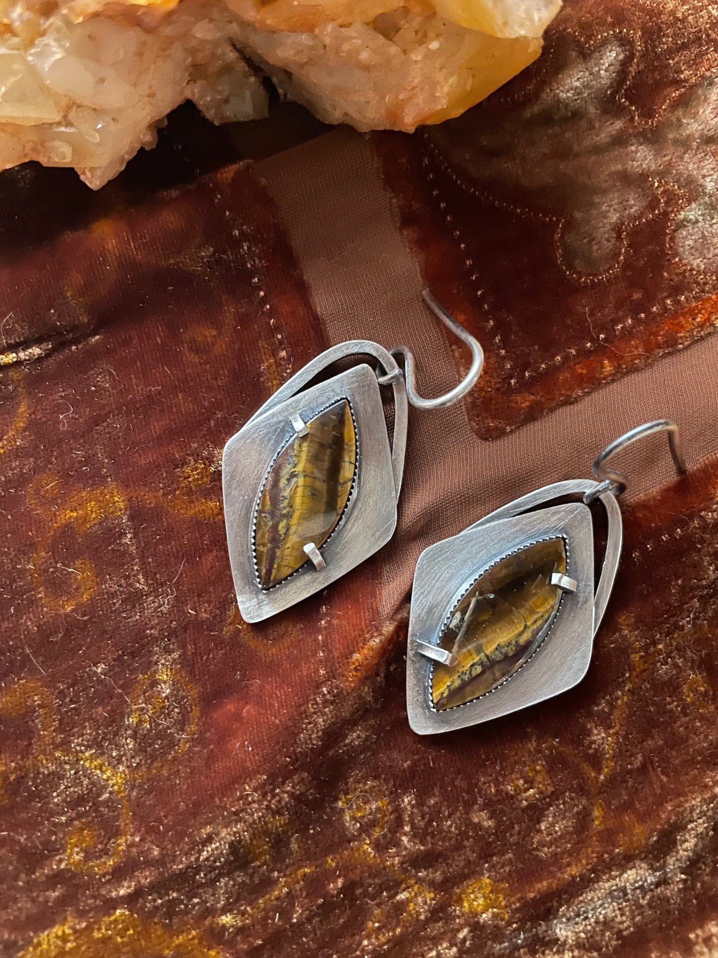 Tigers Eye and Sterling Ear Weights